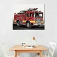 thumbnail image 3 of COMIO Firetruck Canvas Wall Art Watercolor Transportation Vehicles Fire Engine Canvas Painting Prints for Home Boys Bedroom Nursery Wall Decor Framed Artwork Gifts, 3 of 5