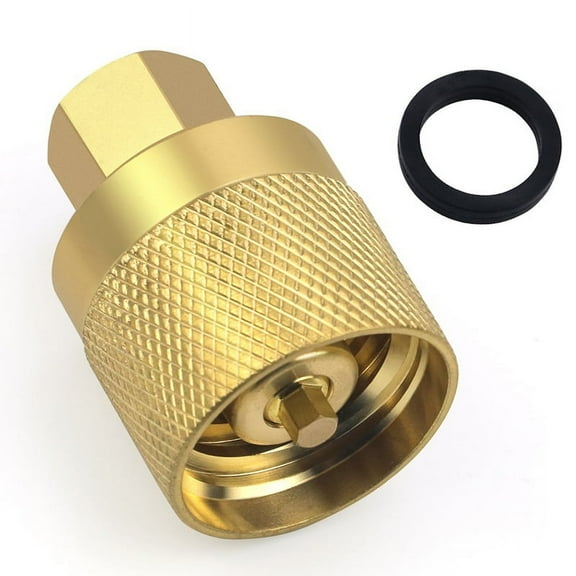 RE7141F Propane Forklift Connector Adapter Valve with Gasket - Brass Female Connector