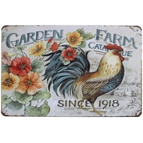 Garden Farm Rooster Metal Sign Vintage Plaque Wall Decor
