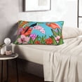 thumbnail image 6 of Salouo Tropical Jungle Flamingo Print Print Pillow Case Cover,Wrinkle-Free Bed Pillow Cover Pack of 1 Home Decor Fade-Resistant and Stain-Resistant ,Pillows Not Included -16"x24", 6 of 8