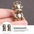 thumbnail image 2 of Mini Ox Desktop Decoration 2Pcs Coffee Brass Craft Key Chain Pendant Compact Yet, 2 of 3