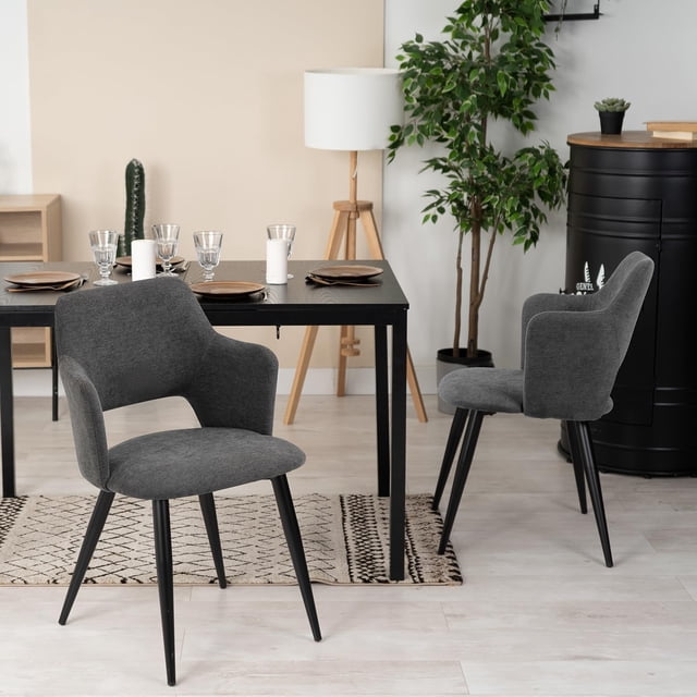Set de 2 Sillas Comedor Cómodas, Color Gris