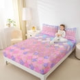 thumbnail image 4 of jejeloiu Pink Mermaid Pattern Twin Sheet Sets,Purple Gold Glitter Print Bedding For Girls 3pcs, 4 of 7