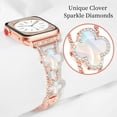 thumbnail image 2 of KOMI Four-Leaf Clover Band for Apple Watch Band 41mm 40mm 38mm, Lightweight for Women, Easy Adjustable Bracelet, Shiny Diamond Jewelry Metal Strap for iWatch Series 9 8 7 6 5 4 3 2 1 SE (Rose Gold), 2 of 6