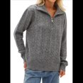 thumbnail image 2 of Suéteres de Mujer, Otoño-Invierno, con Cremallera de un Cuarto, Informales, de Punto Acanalado, Jersey de Punto . Gris Talla Única, 2 of 10