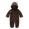 thumbnail image 3 of Newborn Baby Infant Coral Fleece Hooded Romper Jumpsuit Boy Girl Winter Warm Bodysuit Outfits Clothes Coat Outwear 0-12 Months, 3 of 9
