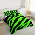 thumbnail image 3 of jejeloiu Zebra Print Texture Full Size Comforter Sets,Wild Animal Bedding Comforter Set,Green Black Bedding Sets For Girls Kids,Super Cozy Room Decor Reversible,3 Pieces, 3 of 8
