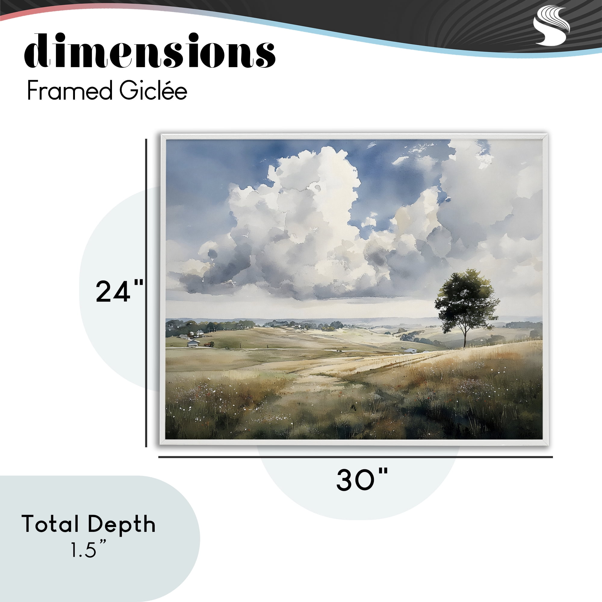 Stupell Industries Pretty Hills with Solitary Tree White Framed Giclee Art, design by Franklyn Gregory