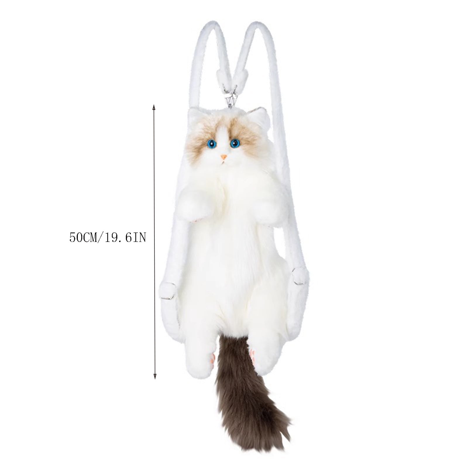 100Fens Stuffed Animals Backpack Cute Cats Backpack Handcrafted Realistic Catss Shaped Backpack Large Ragdoll Bag