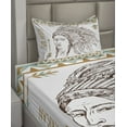 thumbnail image 2 of Ambesonne Ethnic Fitted & Top Sheet Set with Sham, Portrait, Chocolate White Teal, 2 of 4