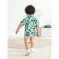 thumbnail image 5 of Toddler Infant Baby Boy Clothes Set Short Sleeve Button Down Shirt Shorts Summer Outfits (3-4T, Green), 5 of 6