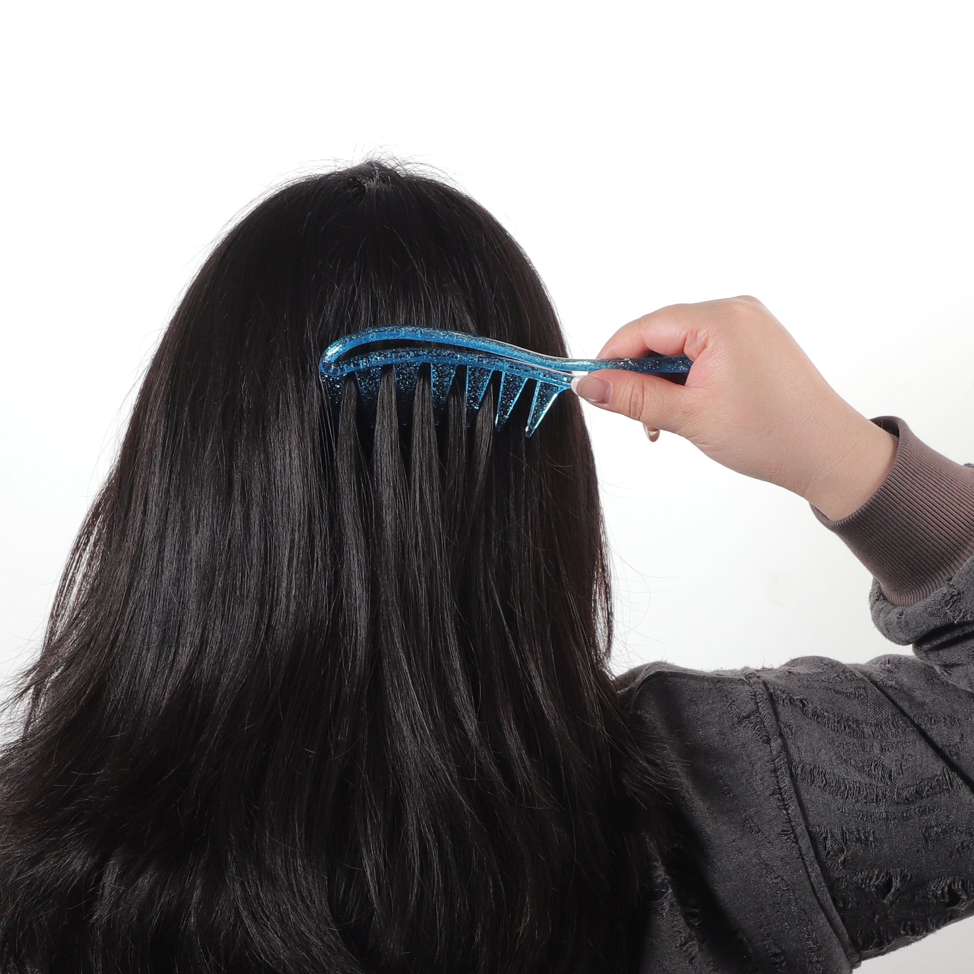 Unique Bargains 1 Pc Women Wide Tooth Comb for Curly Hair All Hair Types Blue