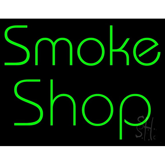 Green Smoke Shop LED Neon Sign 15 x 19 - inches, Clear Edge Cut Acrylic Backing, with Dimmer - Bright and Premium built indoor LED Neon Sign for Bar decor.