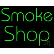 Green Smoke Shop LED Neon Sign 24 x 31 - inches, Clear Edge Cut Acrylic Backing, with Dimmer - Bright and Premium built indoor LED Neon Sign for Bar decor.
