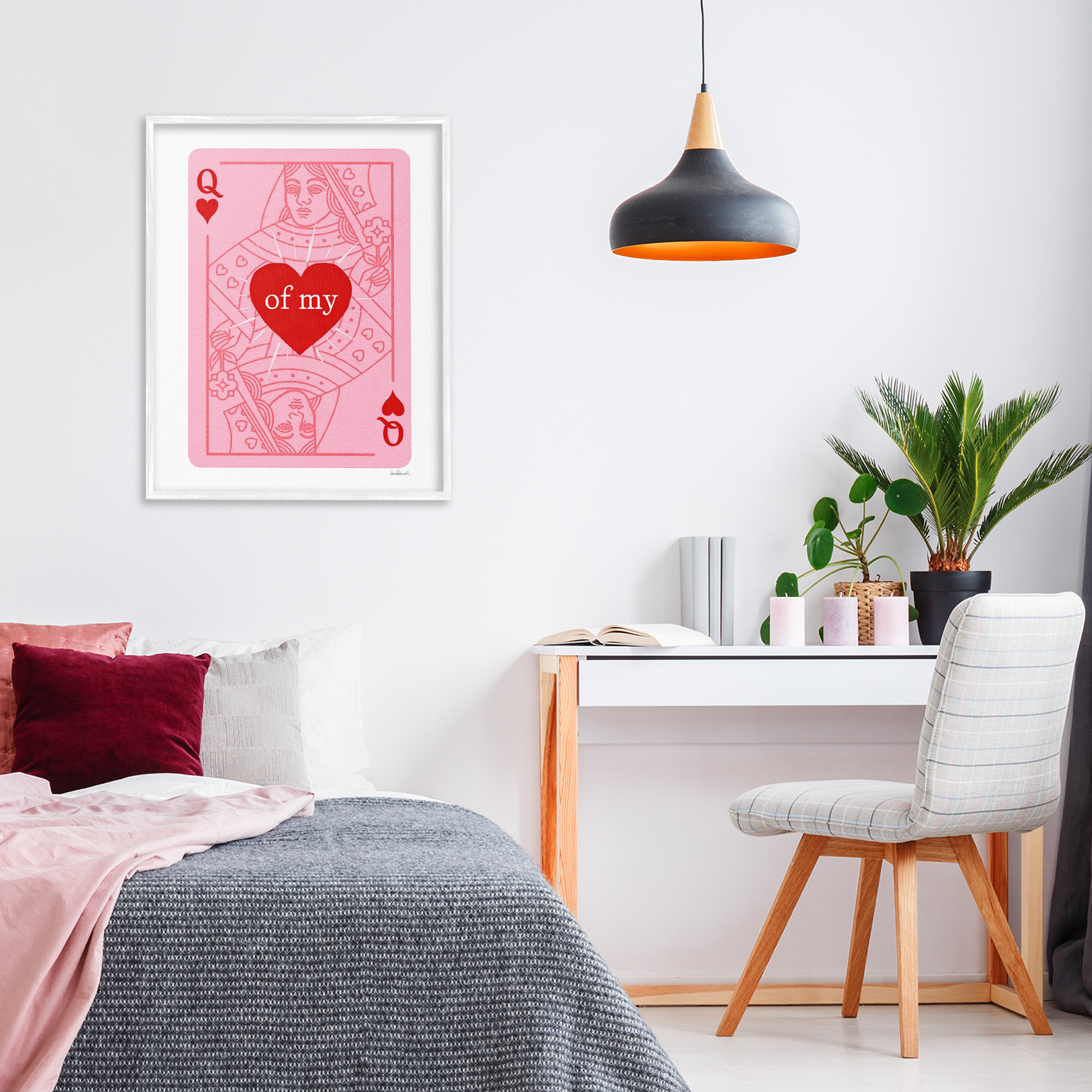 Queen Of My Heart White Framed Giclee Art, design by Amanda Greenwood