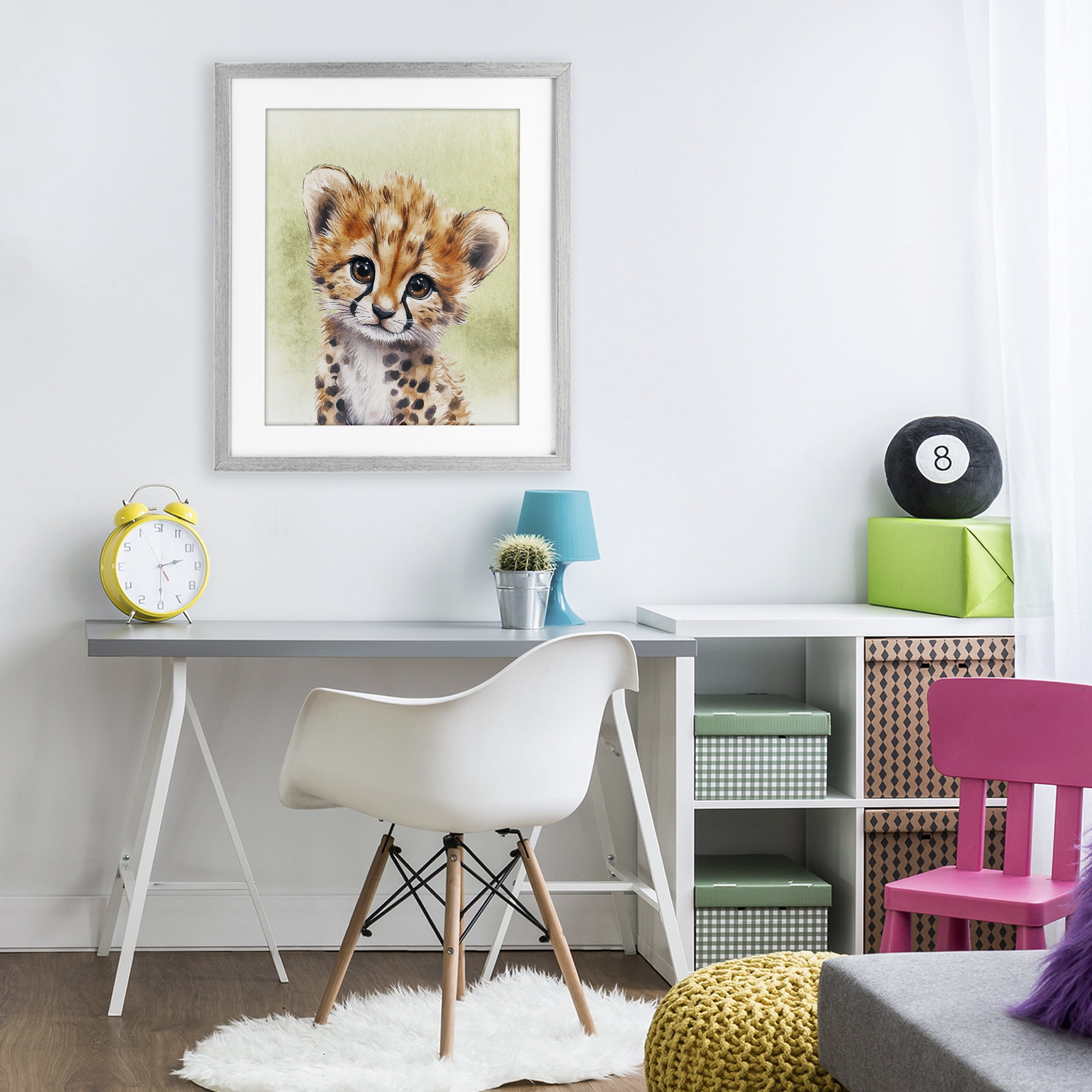 Stupell Industries Jungle Friends Baby Cheetah Gray Framed Print Under Glass, design by Christine Simpson Art