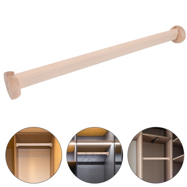 Wood Clothes Hanging Rods 1 set of Wardrobe Clothes Rail Wooden Closet