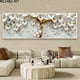 thumbnail image 2 of Póster e impresiones de flores blancas en 3D con árbol dorado de lujo claro, pintura en lienzo, arte de pared para decoración del hogar y sala de estar, sin marco, 2 of 4
