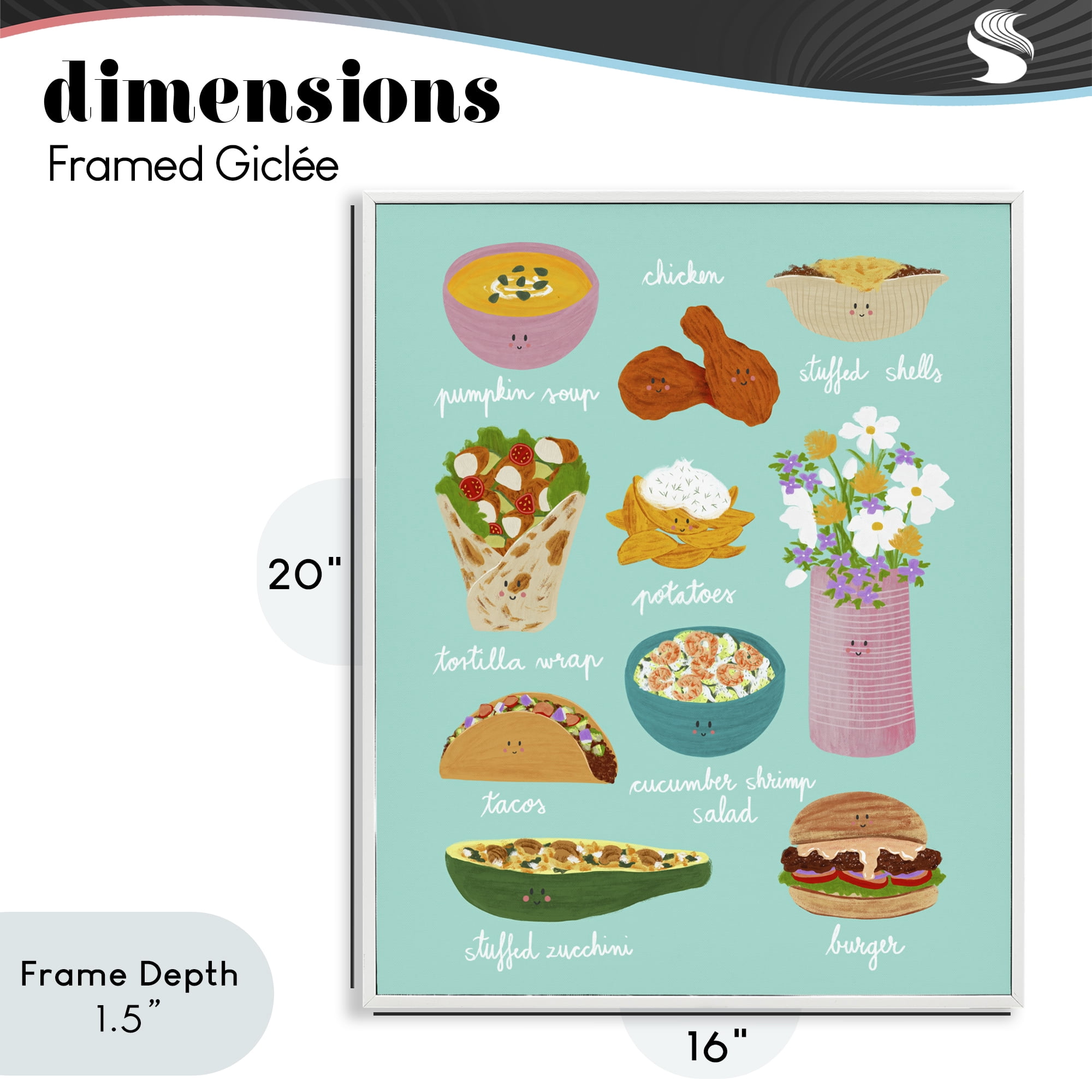 Stupell Industries Gourmet Lunch Food Collection White Framed Giclee Art, design by Metka Hiti