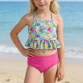 thumbnail image 2 of TrendOFT Girls Swimsuit Two Piece Summer Cartoon Printed Bowknot Swimwear For Beach Pool Surfing Girl Bathing Suit Hot Pink, 2 of 8
