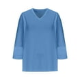 thumbnail image 6 of Besolor 3/4 Length Sleeve Tops Women V Neck Lace Tunic Shirts Casual Ladies Going out Dressy Blouses, 6 of 8