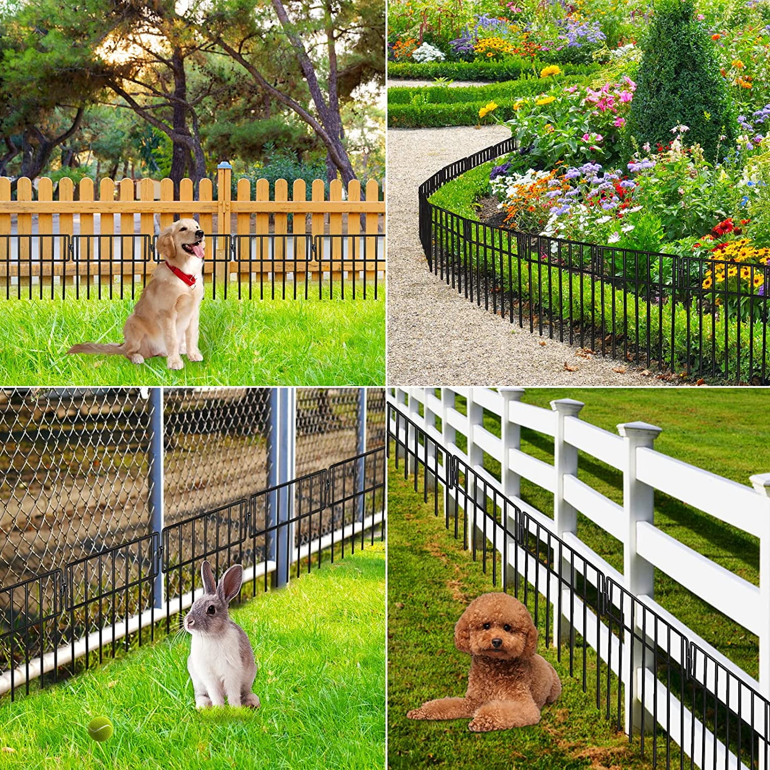 Black Animal Barrier Fence 24 Pack 12in x12in No  Garden Decorative Metal Fencing for Dogs Rabbits