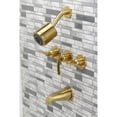 thumbnail image 2 of Kingston Brass KBX8137EFL Centurion Three-Handle Tub and Shower Faucet, Brushed Brass, 2 of 5