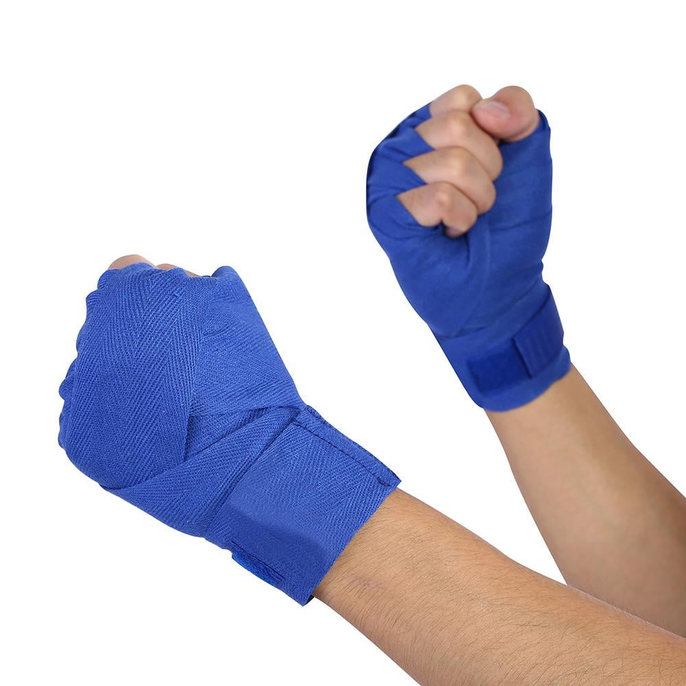 2Pcs Cotton Boxing Hand Wraps Bandage Muay Thai MMA Inner Gloves Black 