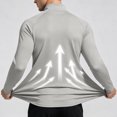 thumbnail image 4 of Fengqque Men's Solid Color 1/4 Zip Long Sleeve Athletic Shirts Stretch Quick Dry Lightweight Fitness Top for Outdoor Sports Gray S, 4 of 9