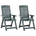 thumbnail image 1 of vidaXL Garden Reclining Chairs 2 pcs Plastic Green, 1 of 5
