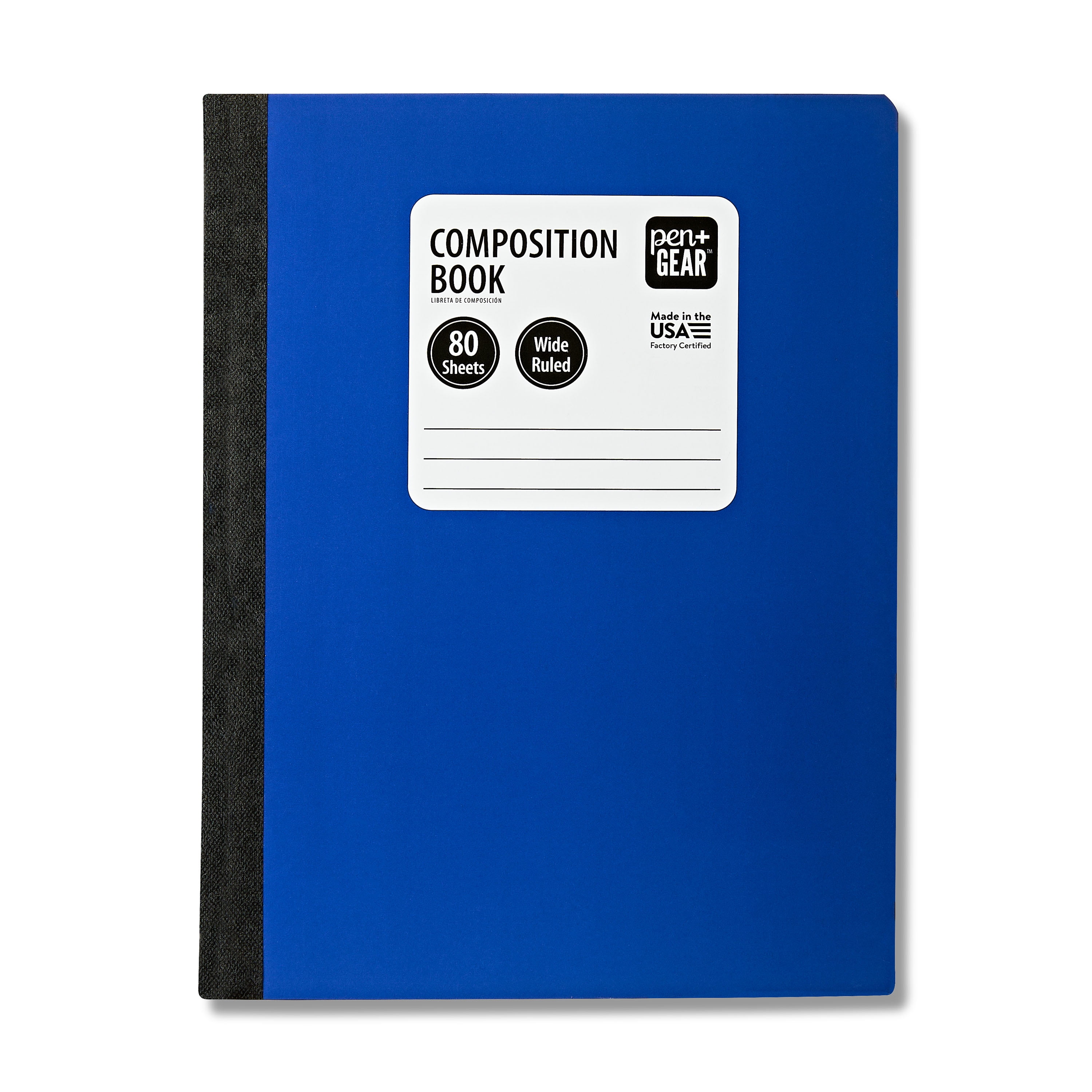 (6 pack) Pen+Gear Wide Rule Composition Book, 7.5" x 9.75", Blue, 80 Sheets, New