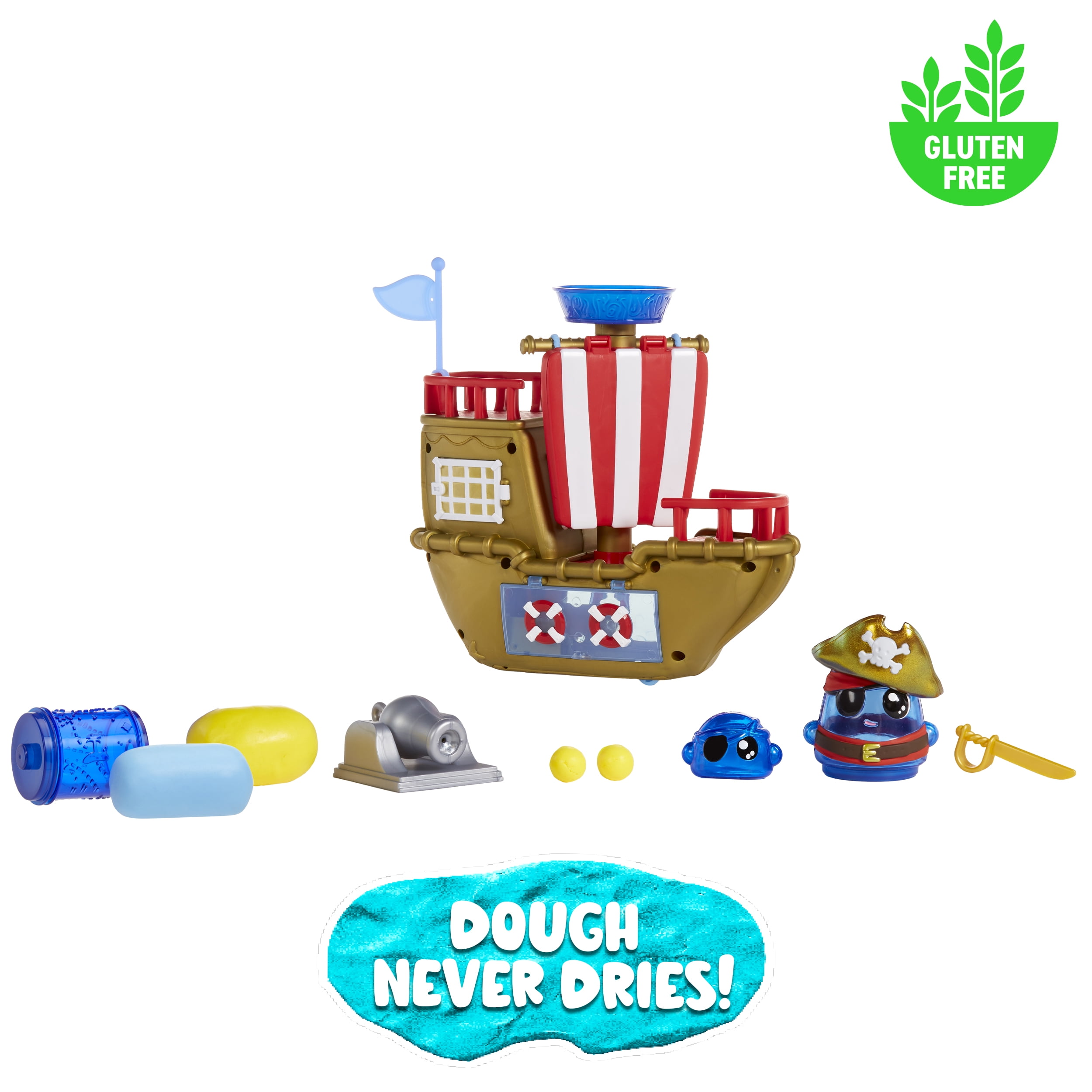 DohKins Pirate Ship Playset & Pirate - Scented Dough that Never Dries, DIY Kids Gift, Ages 3+