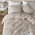 thumbnail image 5 of Degrees of Comfort Duvet Cover Queen - Waffle Weave Textured Soft 3 Pieces Bedding Comforter Cover with Pillowcase for All Season (No Comforter Included), Beige, Full/Queen, 5 of 16