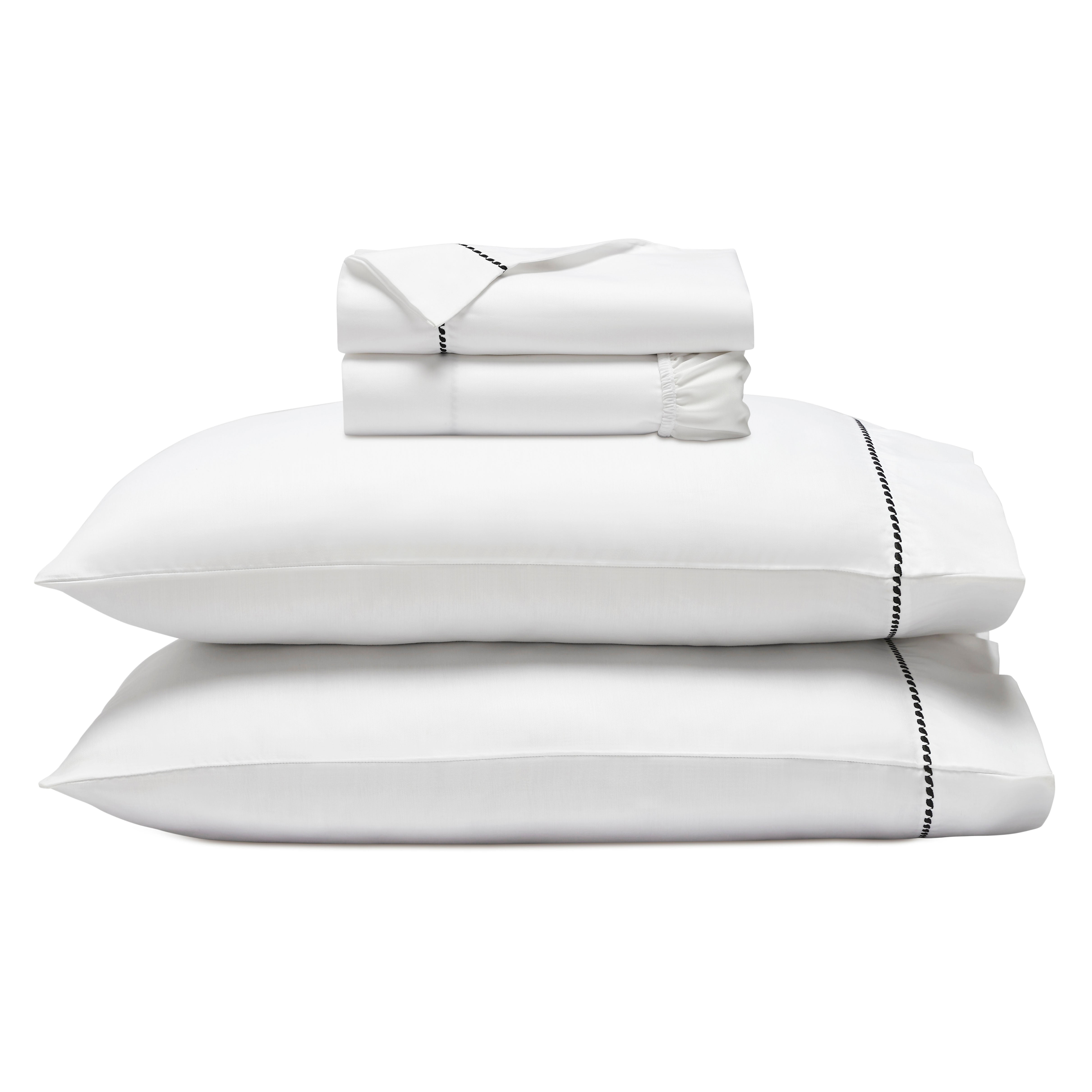 Superior Cotton Blend 600 Thread Count Dash Stitch Hem Sheet Set, Queen, Dark Grey
