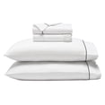thumbnail image 6 of Superior Cotton Blend 600 Thread Count Dash Stitch Hem Sheet Set, Twin XL, White-Black, 6 of 8