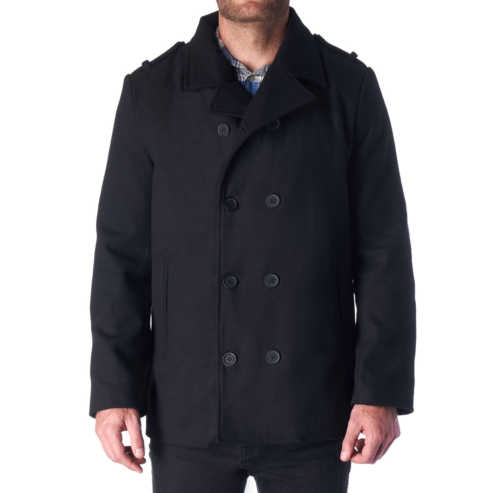 Hammer Anvil Bryce Mens Wool Blend Double Breasted Peacoat Dress Jacket ...
