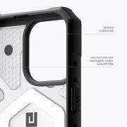 UAG iPhone 15 Pro Case 6.1 Pathfinder Clear Ice/Silver Built-in Magnet Compatible with MagSafe Charging Rugged Transparent Dropproof Protective Cover by URBAN ARMOR GEAR