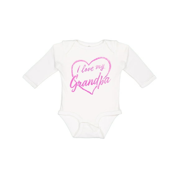 Inktastic I Love My Grandpa in Pink Chalk Heart Boys or Girls Long Sleeve Baby Bodysuit