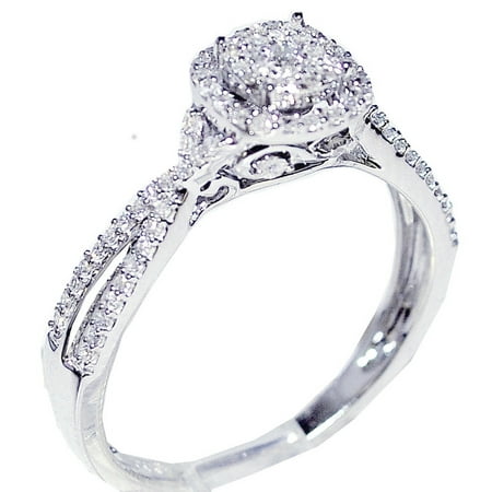 0.3CTTW Diamond Bridal Engagement Ring 7.3mm Wide 10K White Gold