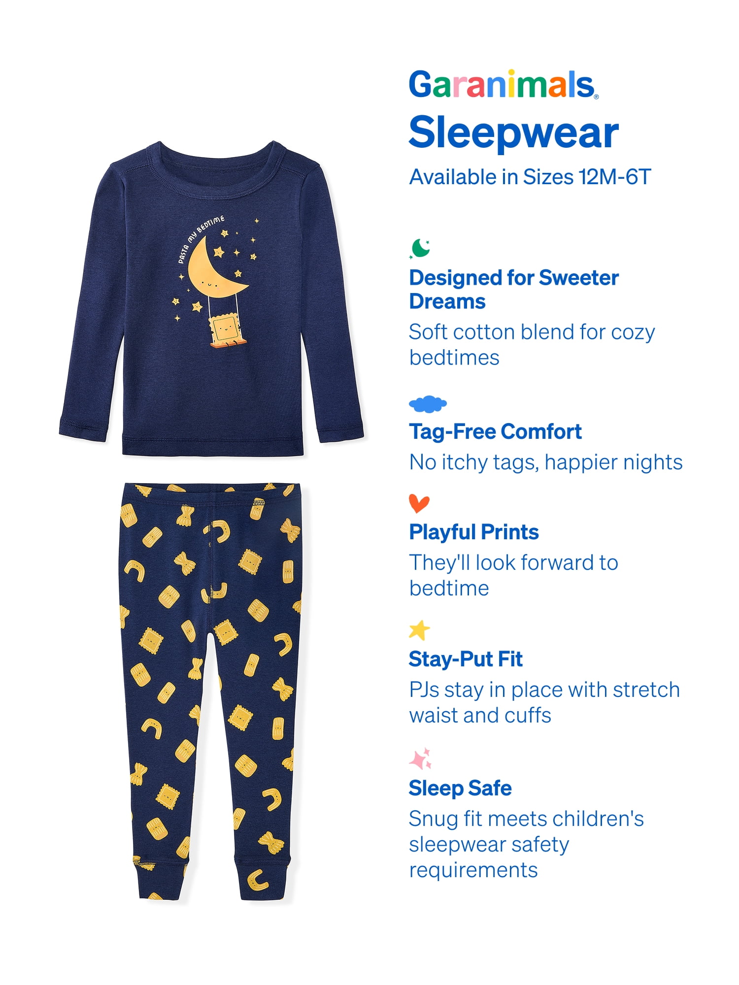 Garanimals Baby & Toddler Pajama Sets, 2-Piece & 6-Piece, Sizes 12M–6T