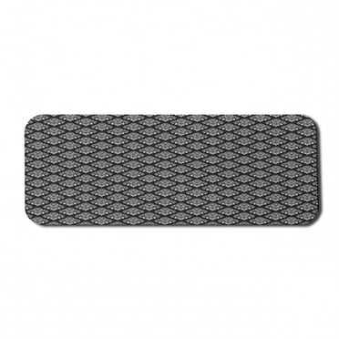 Damask Computer Mouse Pad, Classic Timeless Foliage Leaves with Victorian Inspired Swirls and Curls, Rectangle Non-Slip Rubber Mousepad Large, 31" x 12", Grey Black and White, by Ambesonne