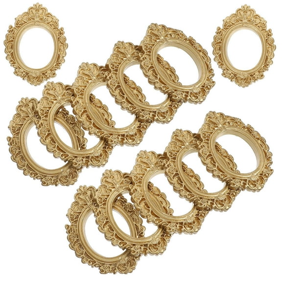 WEUVEB Mini Resin Photo Frames for Decor Golden Retro Style DIY Craft Supplies 12pcs
