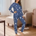 thumbnail image 2 of Jinhomg Womens Fall Sleepwear Cute Star Print Long Sleeve Top and Elastic Drawstring Waist Pants Fall Comfy 2 Piece Pajamas Set Lightening Deals Blue XL, 2 of 5