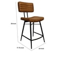thumbnail image 5 of Mia 24 Inch Counter Stool Set of 2 Hand Dyed Brown Leather Deep Tufting, 5 of 6
