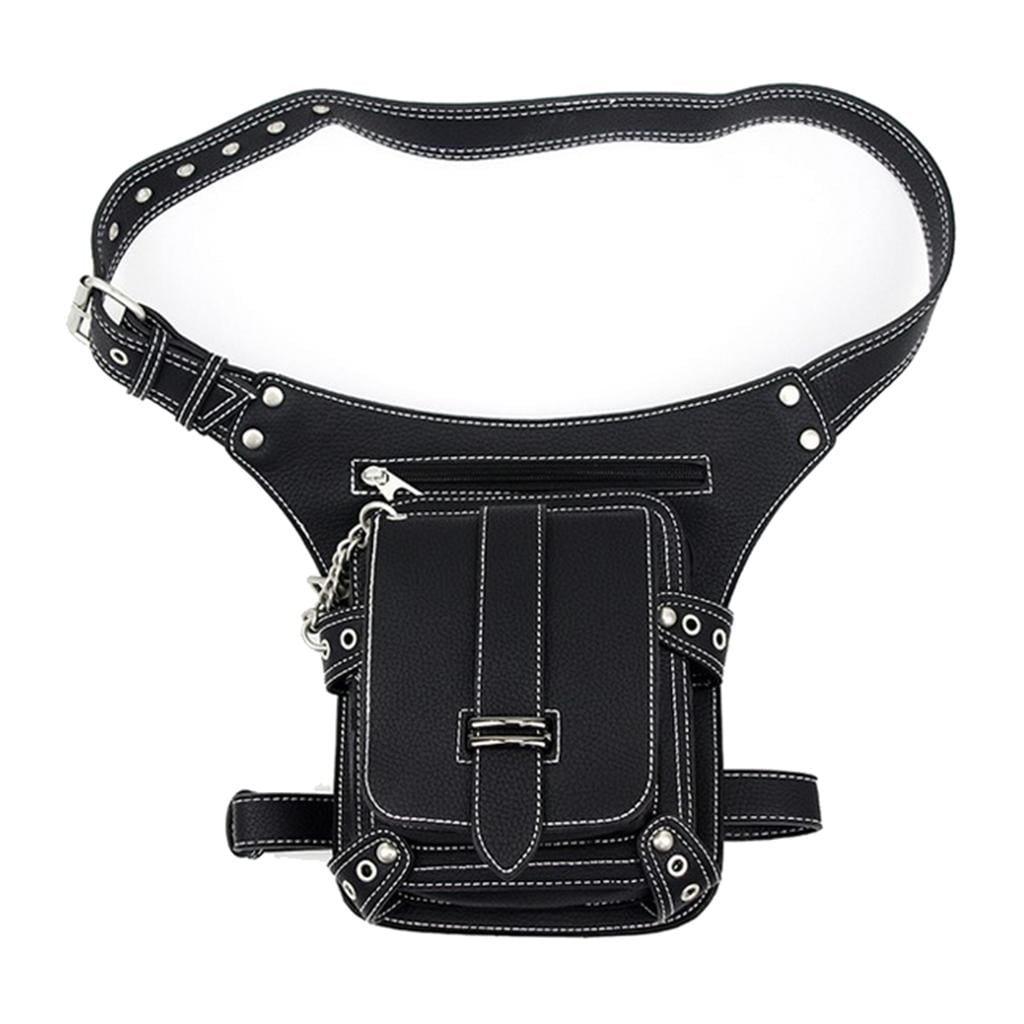 Segolike Steampunk Waist Bag Fashion Gothic PU Leather Shoulder Crossbody Bags Thigh Leg Travel Pouch Bags for Women Men