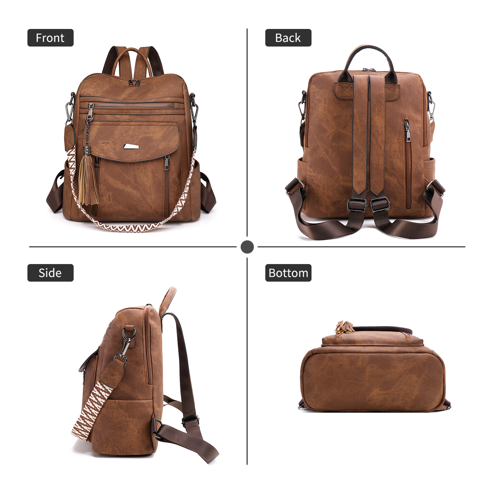 Goiacii Leather Backpack Purse for Women photo 2