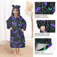 thumbnail image 3 of FORMRS Wearable Blanket Hoodie with Sleeves for Kids Cozy Flannel Sweatshirt, Purple Cartoon Bats Pattern, 3 of 7