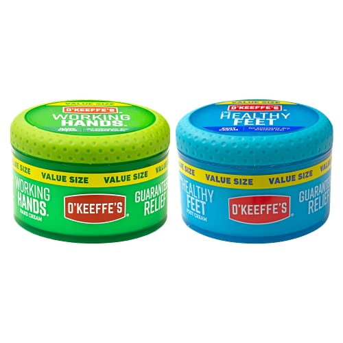 OKeeffes Crème pour les Mains Working Hands, Pot de 6.8 Onces et Crème Saine pour les Pieds, Pot de 6.4 Onces