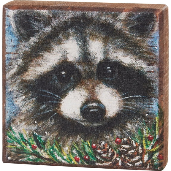 Block Sign -Woodland Raccoon