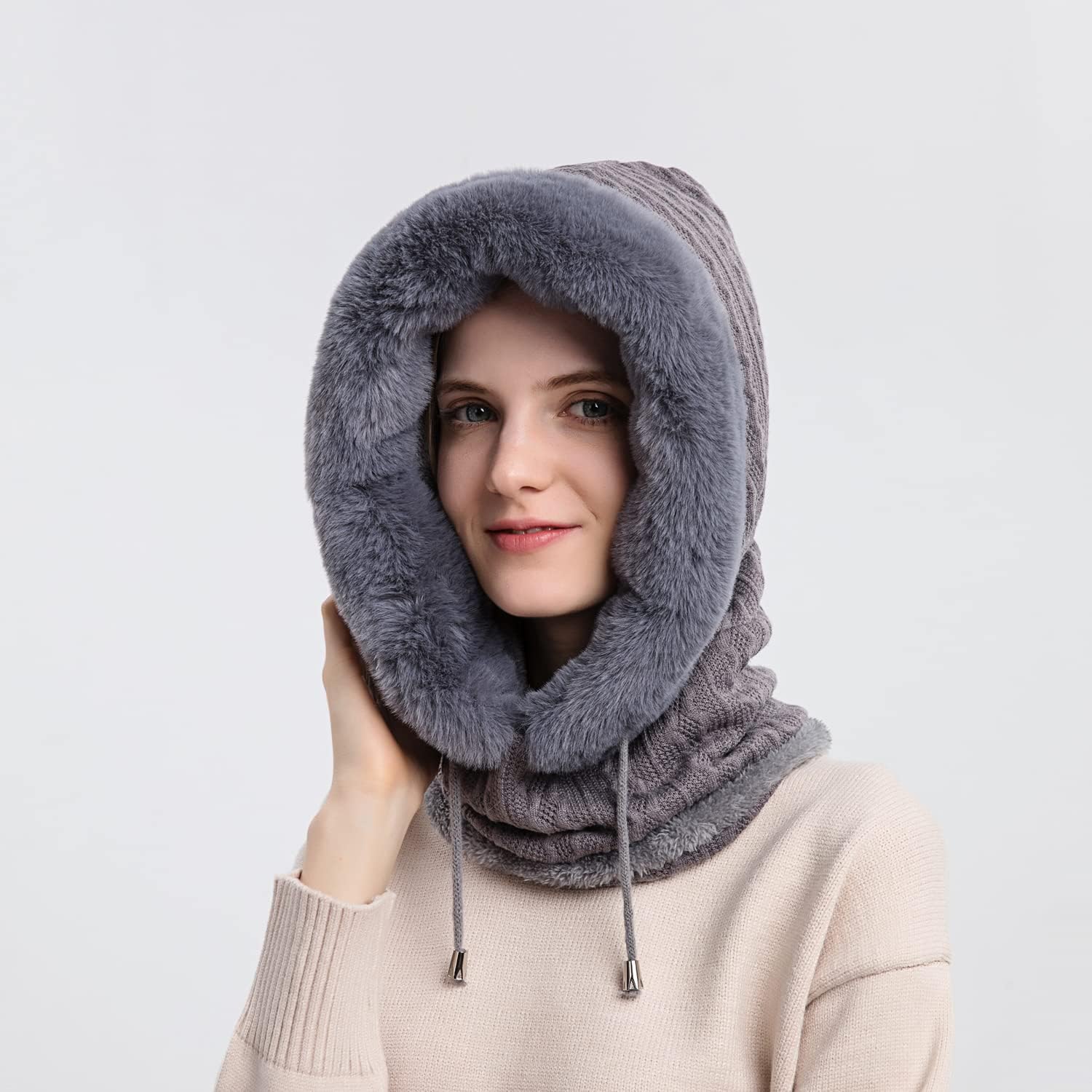 YooGuoGuo Women Winter One Piece Beanie Hat Slouchy Fleece Balaclavas Face Mask Neck Scarf Set Earmuff Ski Snow Knit Hats